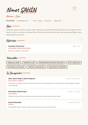 Ressam Cv Örnekleri cv indir